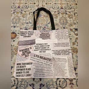 NWT LYS Beauty Newsprint Tote Bag